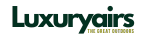 Luxuryairs logo with nature-inspired typography and the tagline "The Great Outdoors