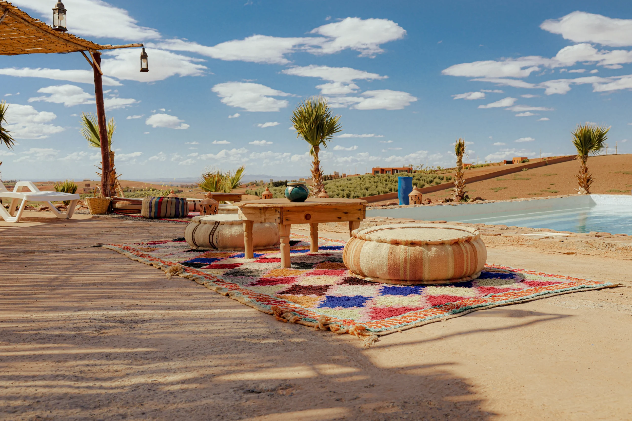 Moroccan-style poolside experience at Agafay Desert near Marrakech