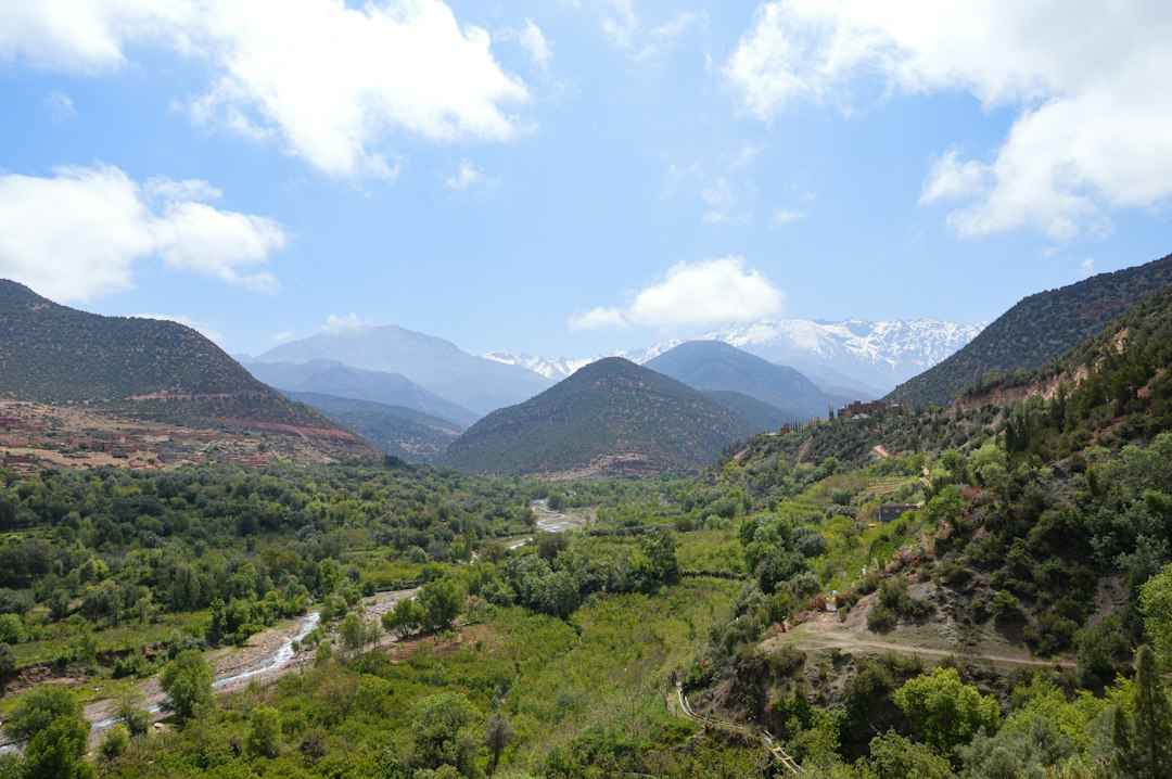 Illustrative scenic valley in the Atlas Mountains near Marrakech