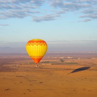 Illustrative photograph of hot air balloons near Marrakech at sunrise