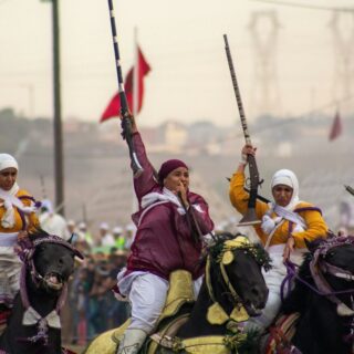 Illustrative photo of traditional Moroccan Tbourida equestrian performance