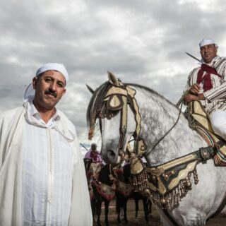 Illustrative photo of traditional Moroccan Tbourida equestrian performance